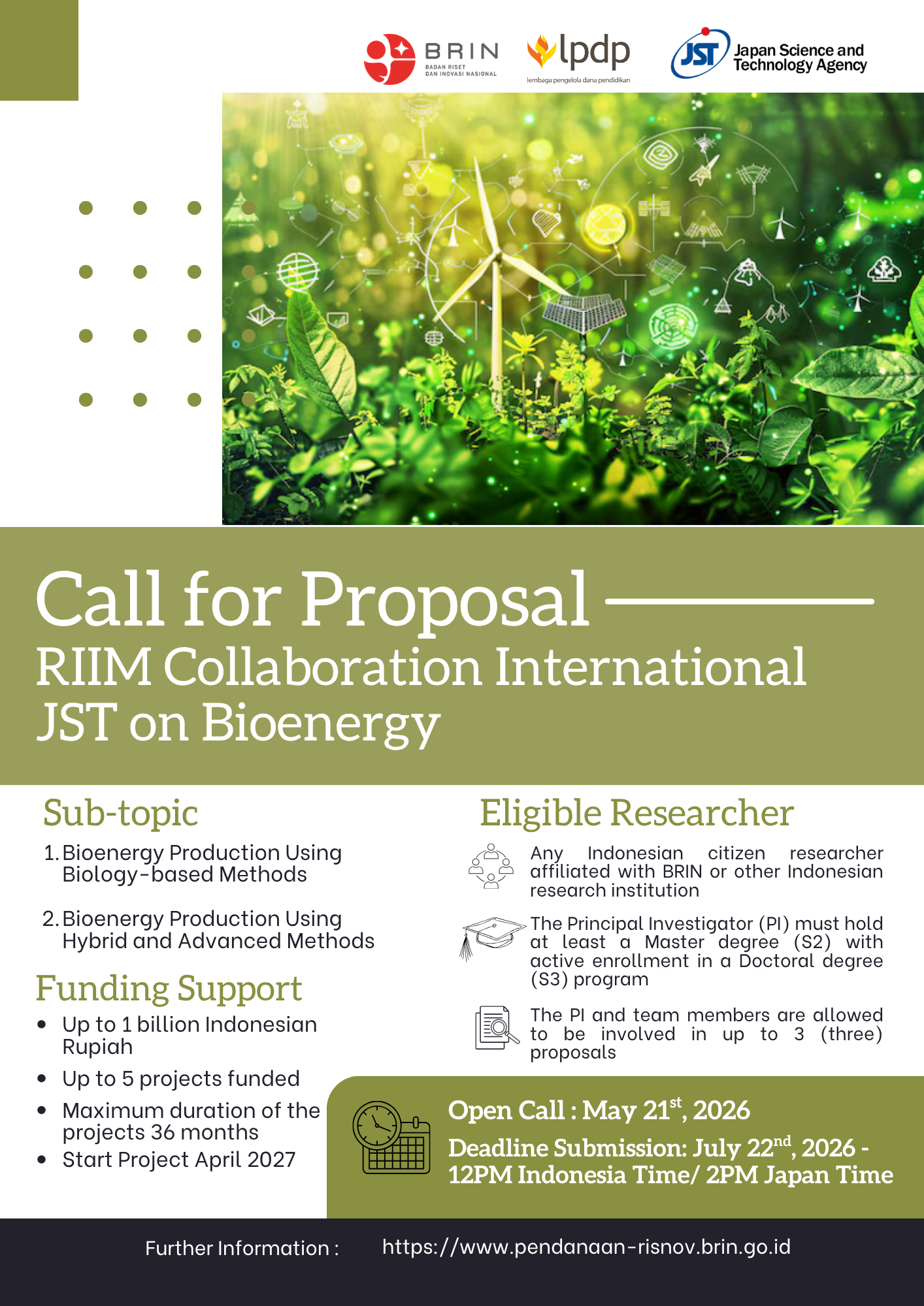 RIIM Kolaborasi Internasional JST 2nd Call Bioenergy