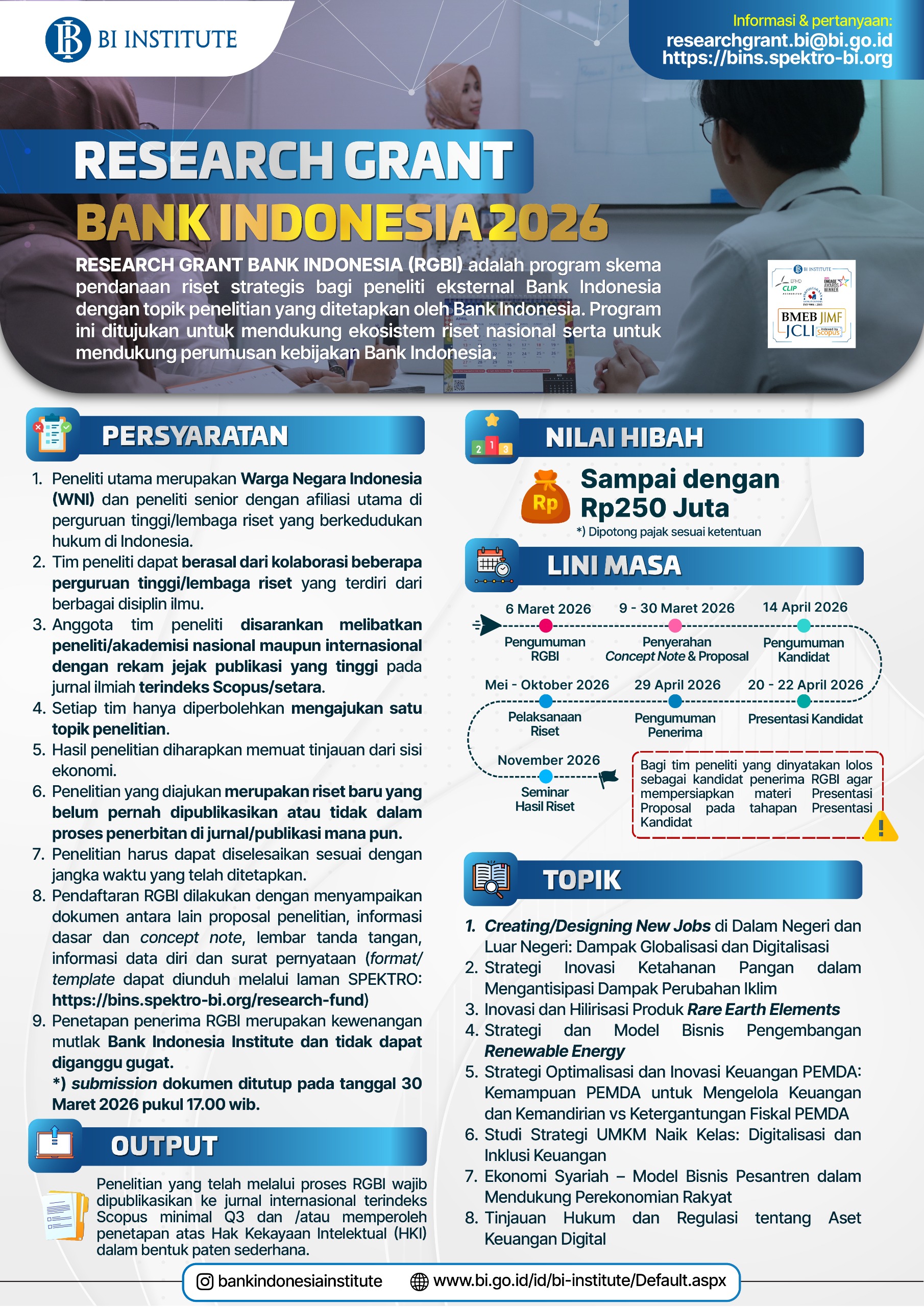 Penerimaan Proposal Program Research Grant Bank Indonesia (RGBI) 2026