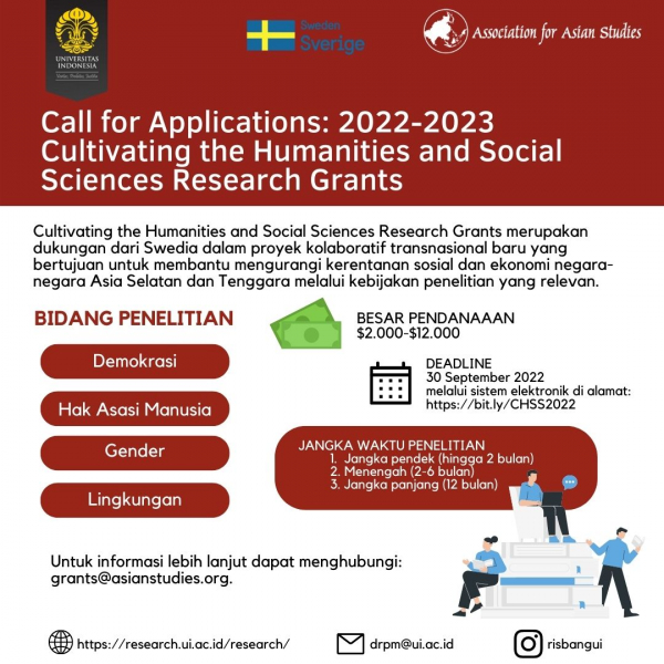 Call for Application: 2022-2023 Cultivating the Humanities and Social Science Research Grants