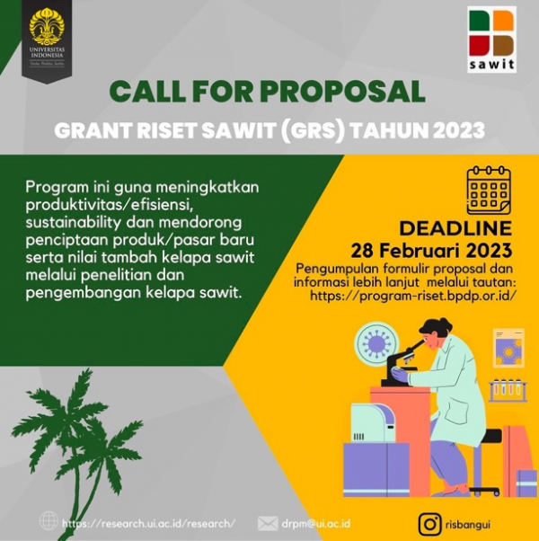 Call For Proposal Grant Riset Sawit (GRS) Tahun 2023