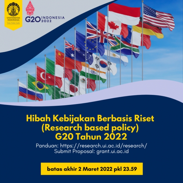 Hibah Riset Berbasis Kebijakan (Policy Brief) G20 Tahun 2022