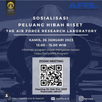 Undangan Sosialisasi Peluang Hibah Penelitian dari The Air Force Resear Laboratory (AFRL) 2023